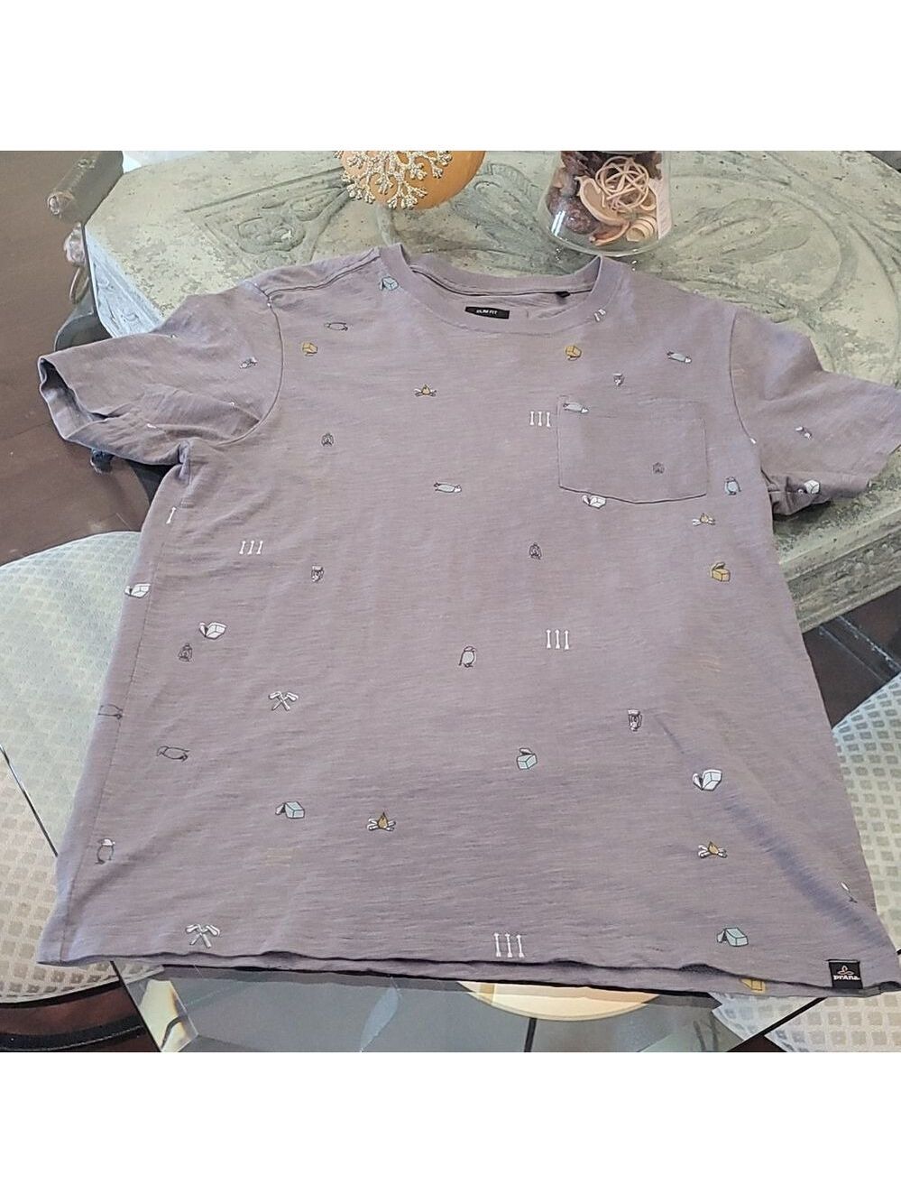 𝅺prana Gray Print Tee Shirt Small